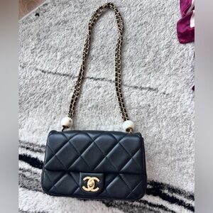 Rare CHANEL Lambskin Brushed Mini Square Pearl Flap Bag
Gold Hardware fall 2024